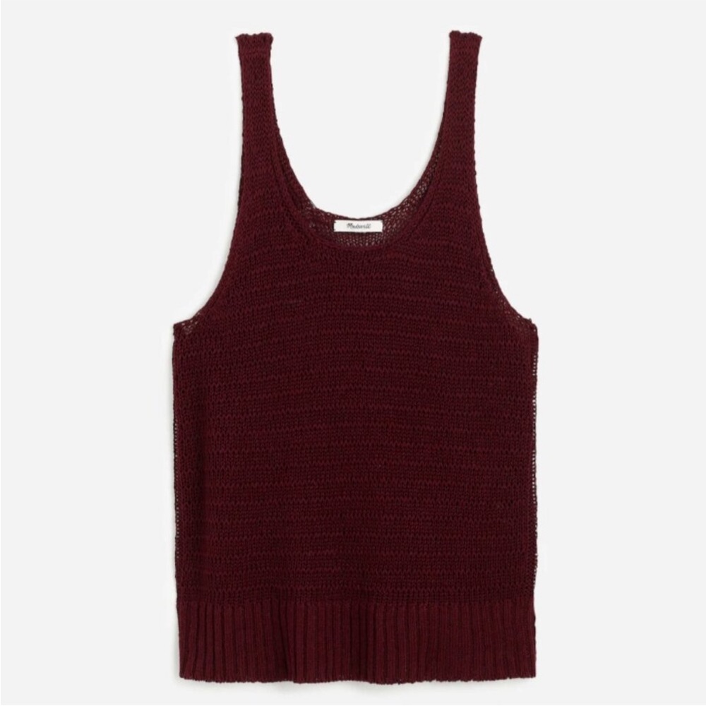Madewell Linen Knit Sleeveless Tank Top in Mulberry Wine (Burgundy)